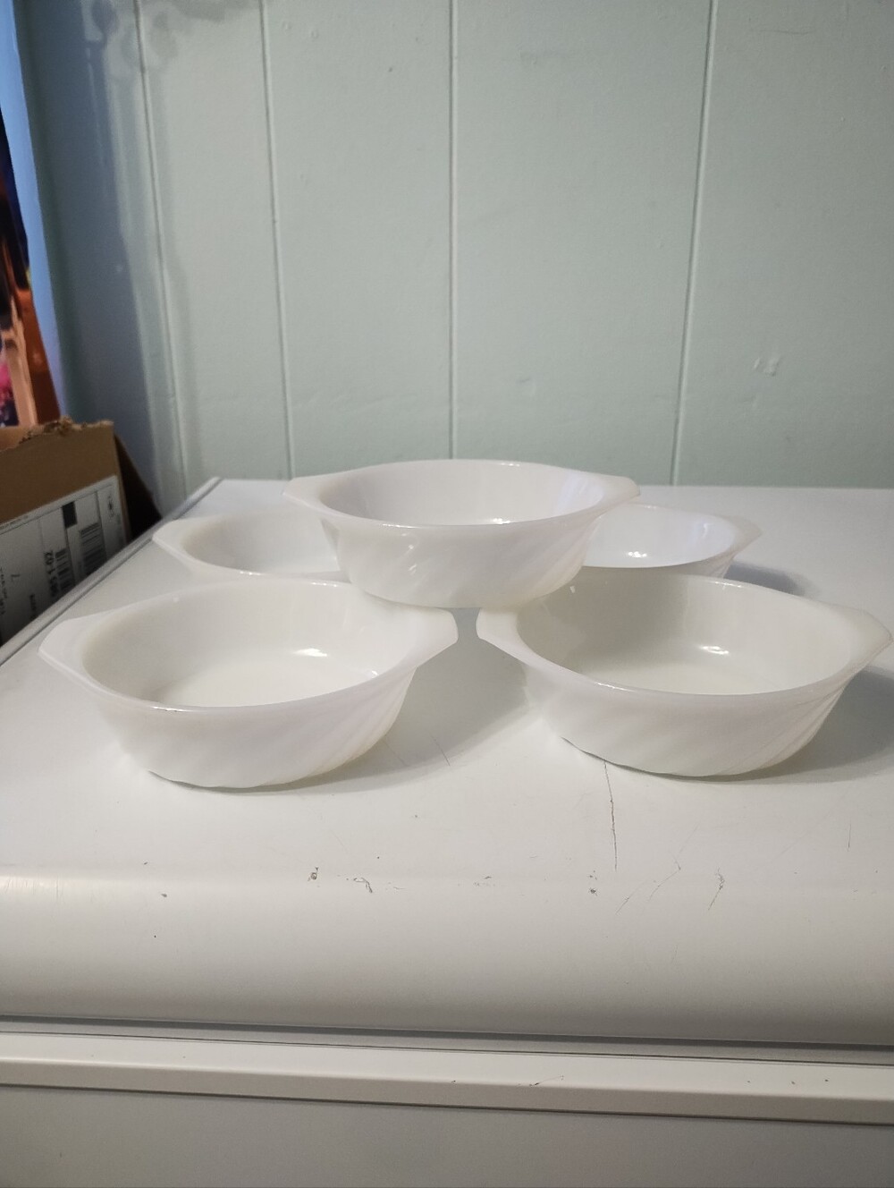 Vintage Fireking Glass Swirl Bowls - Set of 5